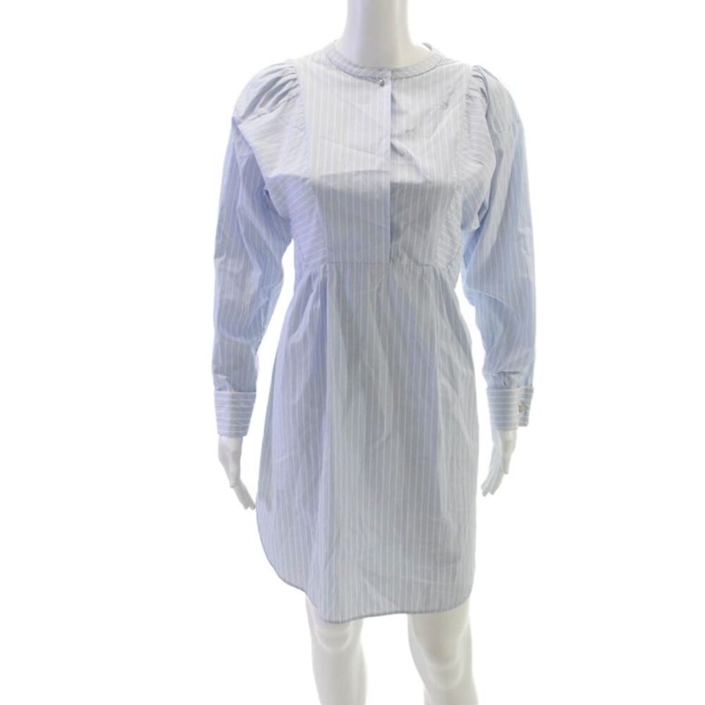 Ermanno Scervino Women Shirt Dress Blue Striped Cotton Long Sleeve Size 40